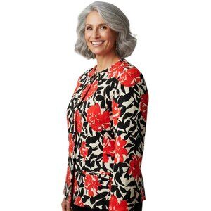 Lillie Rubin Vintage Silk Blazer Women 6 Lined Button front shoulder pads pocket